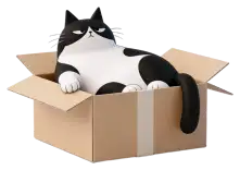 Cosmo stretches out in his kraft box on the roof of the attendance pod.
