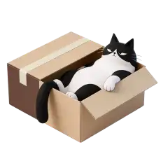 Cosmo lounges in his kraft box on the roof of the recruiting pod.