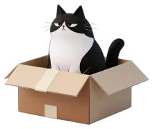Cosmo sits in his kraft box beside the new pod, watching it.