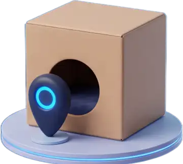 A kraft pod with a GPS pin in its round doorway.