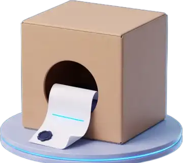A kraft pod with a folded document and seal in its round doorway.